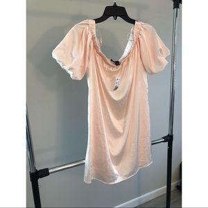 Pale pink, satin mini dress